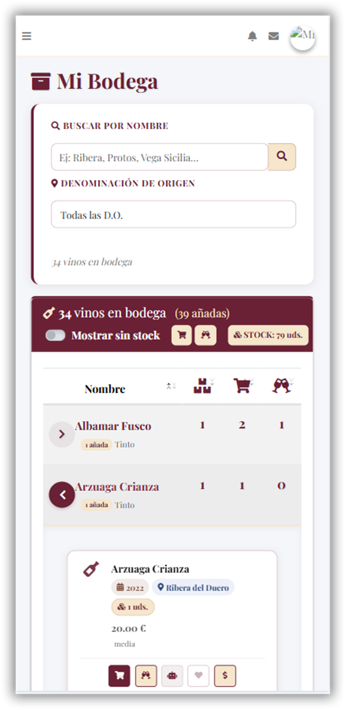 Bodega digital de Cavirnículas en móvil